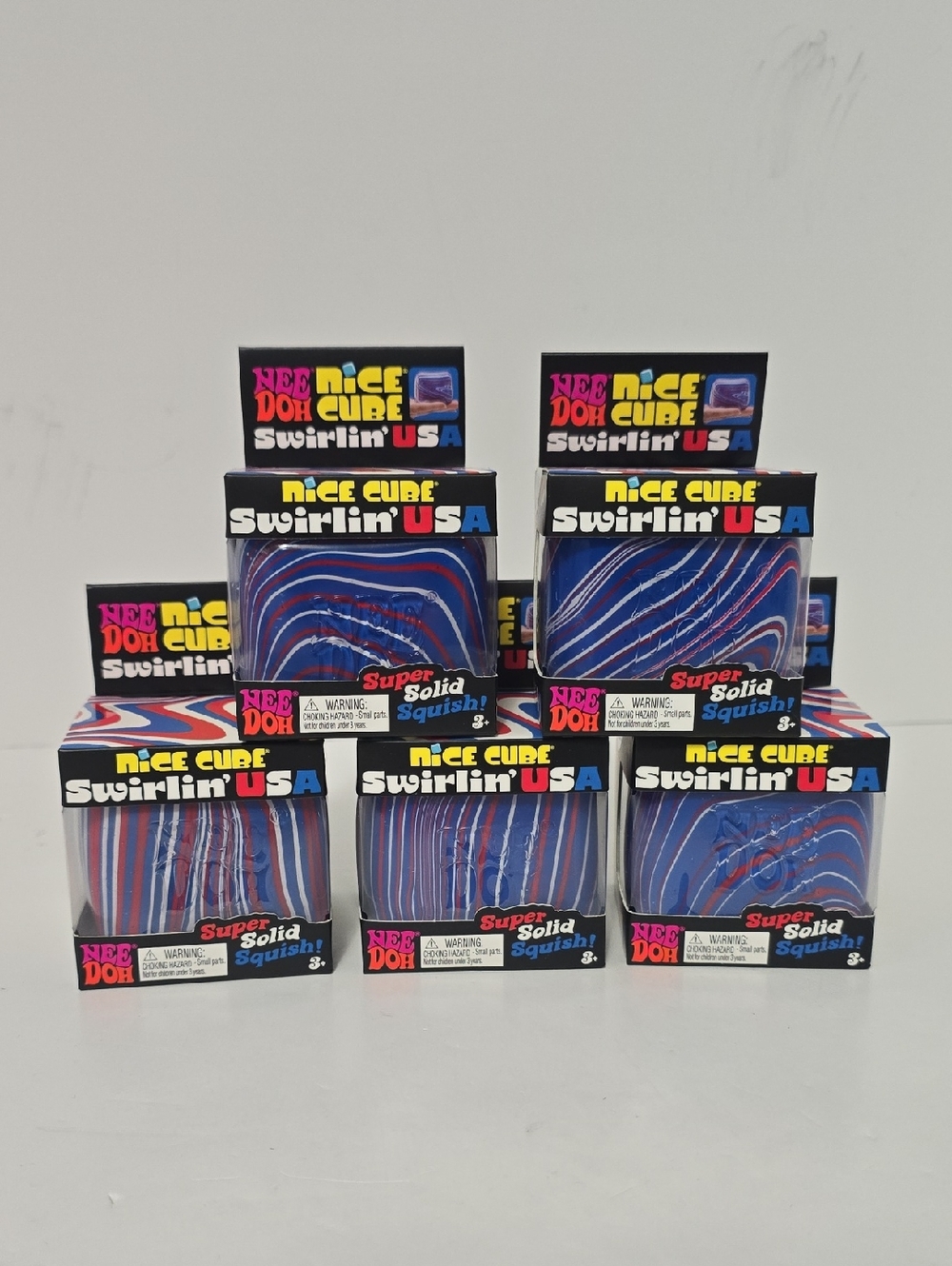 X5 NeeDoh Nice Cube Swirlin' USA Stress Toy - Blue/Red/White